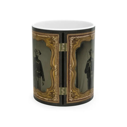 Two Unidentified Soldiers In 34th Ohio Infantry Regiment Uniforms With Bayoneted Muskets (U.S. Civil War) White Coffee Mug 11oz - Go Mug Yourself