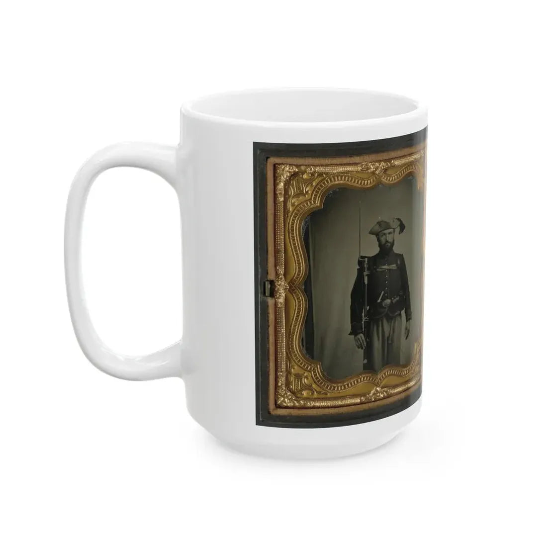 Two Unidentified Soldiers In 34th Ohio Infantry Regiment Uniforms With Bayoneted Muskets (U.S. Civil War) White Coffee Mug - Go Mug Yourself