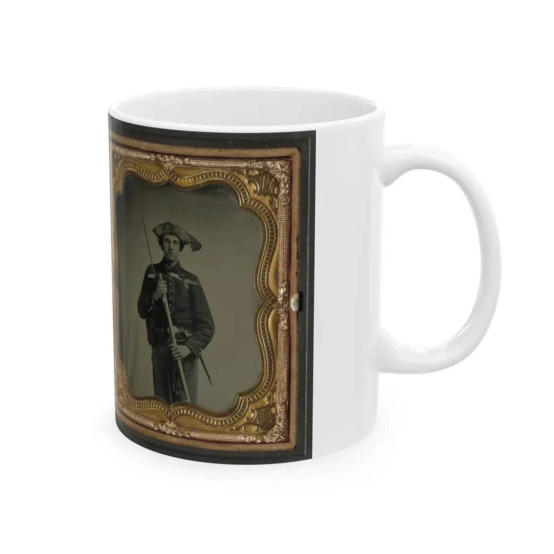Two Unidentified Soldiers In 34th Ohio Infantry Regiment Uniforms With Bayoneted Muskets (U.S. Civil War) White Coffee Mug - Go Mug Yourself