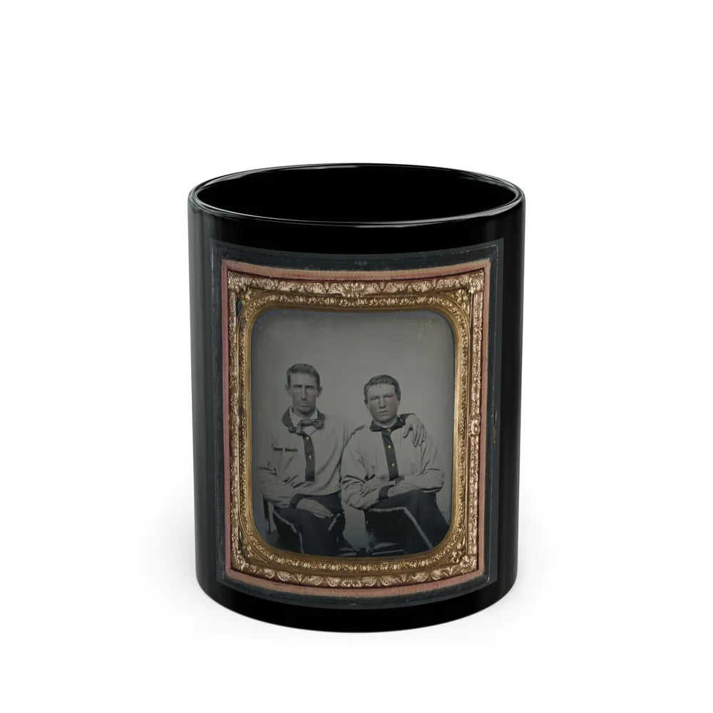 Two Unidentified Soldiers In Confederate Battle Shirts (U.S. Civil War) Black Coffee Mug-11oz-Go Mug Yourself