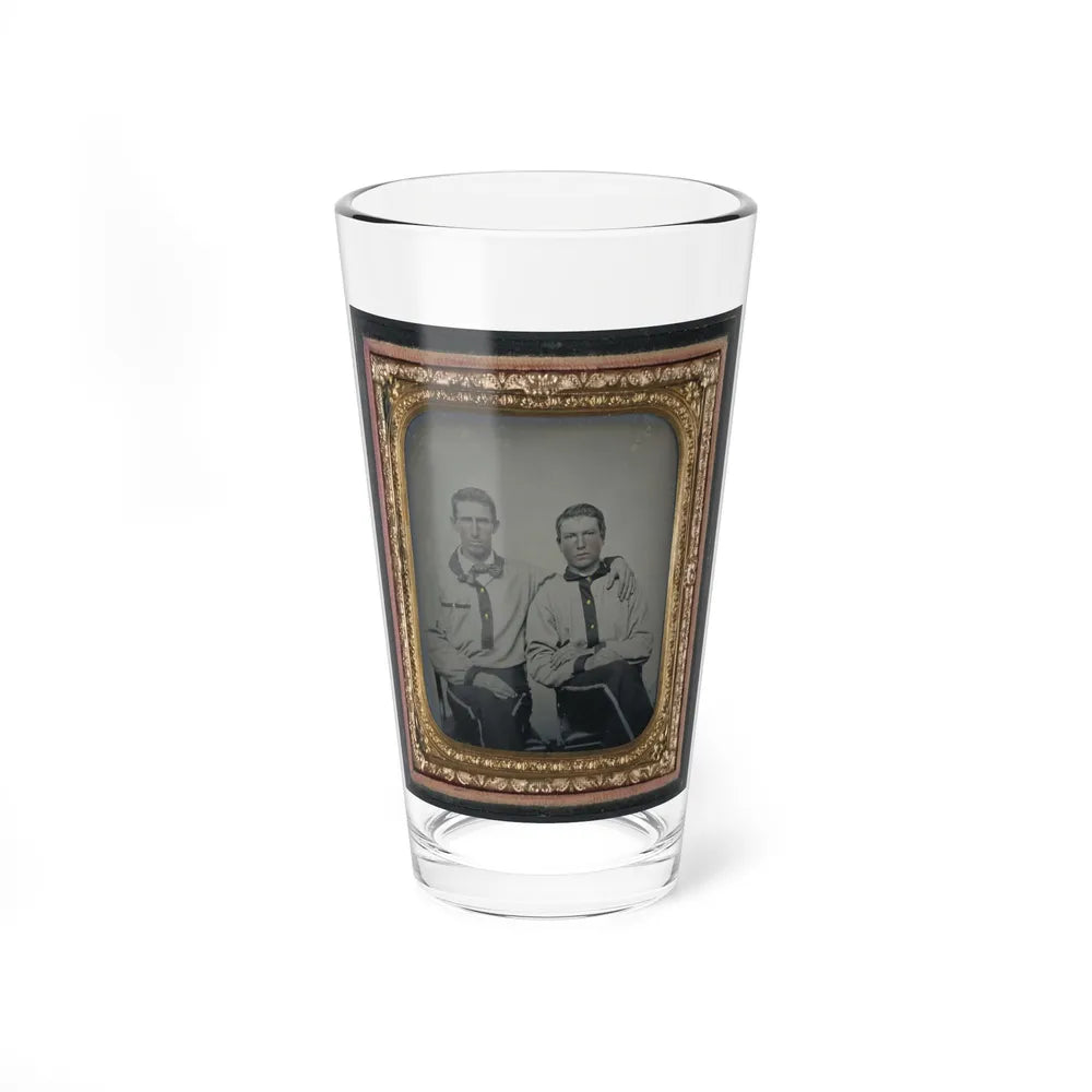 Two Unidentified Soldiers In Confederate Battle Shirts (U.S. Civil War) Pint Glass 16oz-16oz-Go Mug Yourself