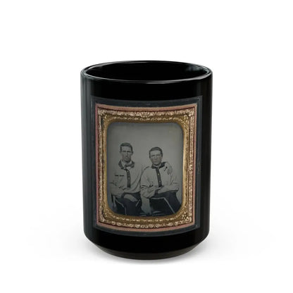 Two Unidentified Soldiers In Confederate Battle Shirts (U.S. Civil War) Black Coffee Mug 15oz - Go Mug Yourself