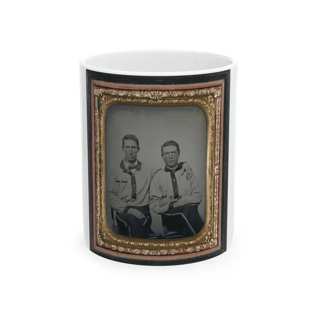 Two Unidentified Soldiers In Confederate Battle Shirts (U.S. Civil War) White Coffee Mug 11oz - Go Mug Yourself