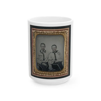 Two Unidentified Soldiers In Confederate Battle Shirts (U.S. Civil War) White Coffee Mug 15oz - Go Mug Yourself