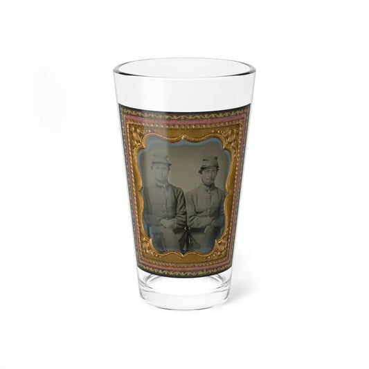 Two Unidentified Soldiers In Confederate Uniforms And Hats Marked W.G. (U.S. Civil War) Pint Glass 16oz 16oz - Go Mug Yourself