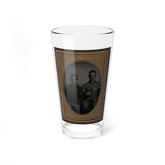 Two Unidentified Soldiers In Confederate Uniforms, One With Flintlock Pistol (U.S. Civil War) Pint Glass 16oz-16oz-Go Mug Yourself