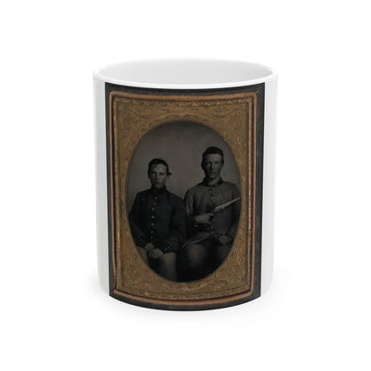 Two Unidentified Soldiers In Confederate Uniforms, One With Flintlock Pistol (U.S. Civil War) White Coffee Mug-11oz-Go Mug Yourself