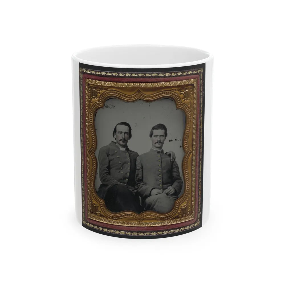 Two Unidentified Soldiers In Confederate Uniforms (U.S. Civil War) White Coffee Mug-11oz-Go Mug Yourself