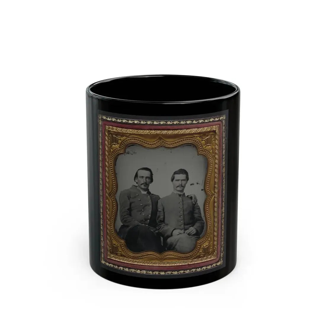 Two Unidentified Soldiers In Confederate Uniforms (U.S. Civil War) Black Coffee Mug 11oz - Go Mug Yourself