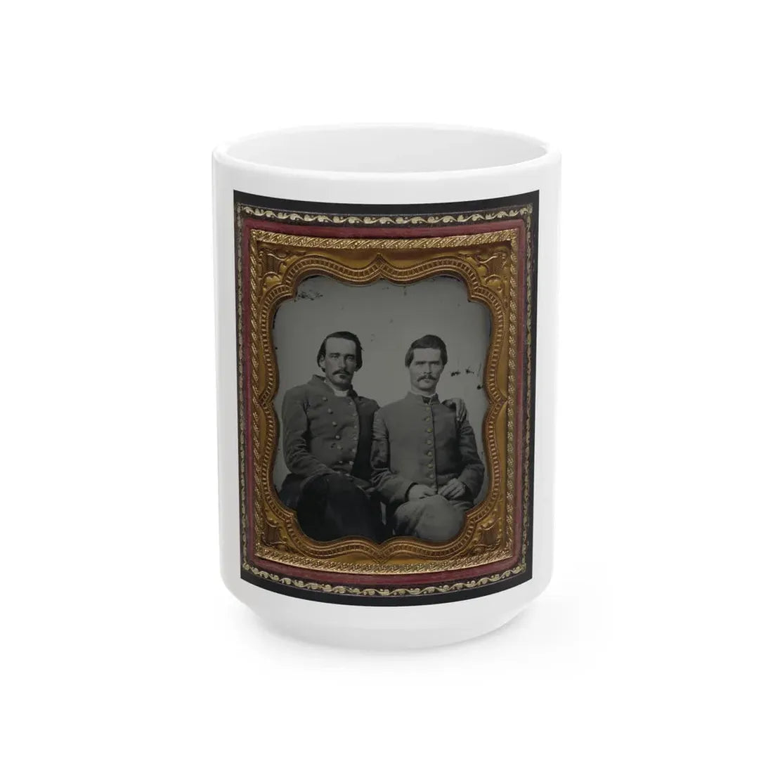 Two Unidentified Soldiers In Confederate Uniforms (U.S. Civil War) White Coffee Mug 15oz - Go Mug Yourself