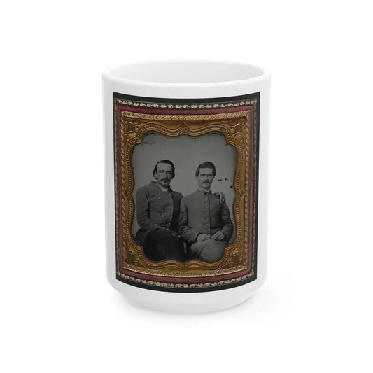 Two Unidentified Soldiers In Confederate Uniforms (U.S. Civil War) White Coffee Mug 15oz - Go Mug Yourself
