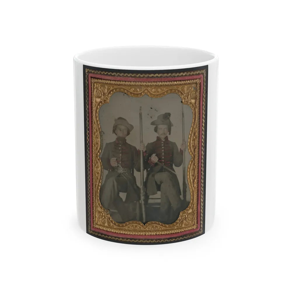 Two Unidentified Soldiers In Confederate Uniforms With Muskets And Bayonets (U.S. Civil War) White Coffee Mug-11oz-Go Mug Yourself