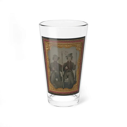 Two Unidentified Soldiers In Confederate Uniforms With Muskets And Bayonets (U.S. Civil War) Pint Glass 16oz 16oz - Go Mug Yourself