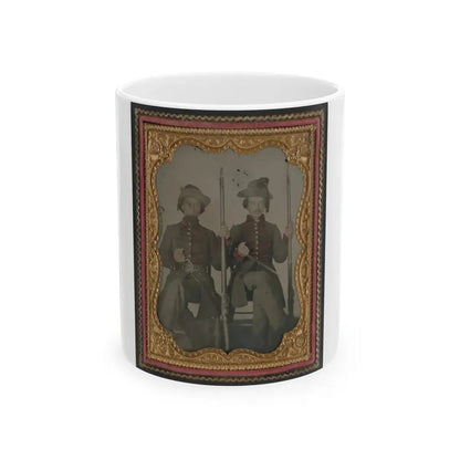 Two Unidentified Soldiers In Confederate Uniforms With Muskets And Bayonets (U.S. Civil War) White Coffee Mug 11oz - Go Mug Yourself