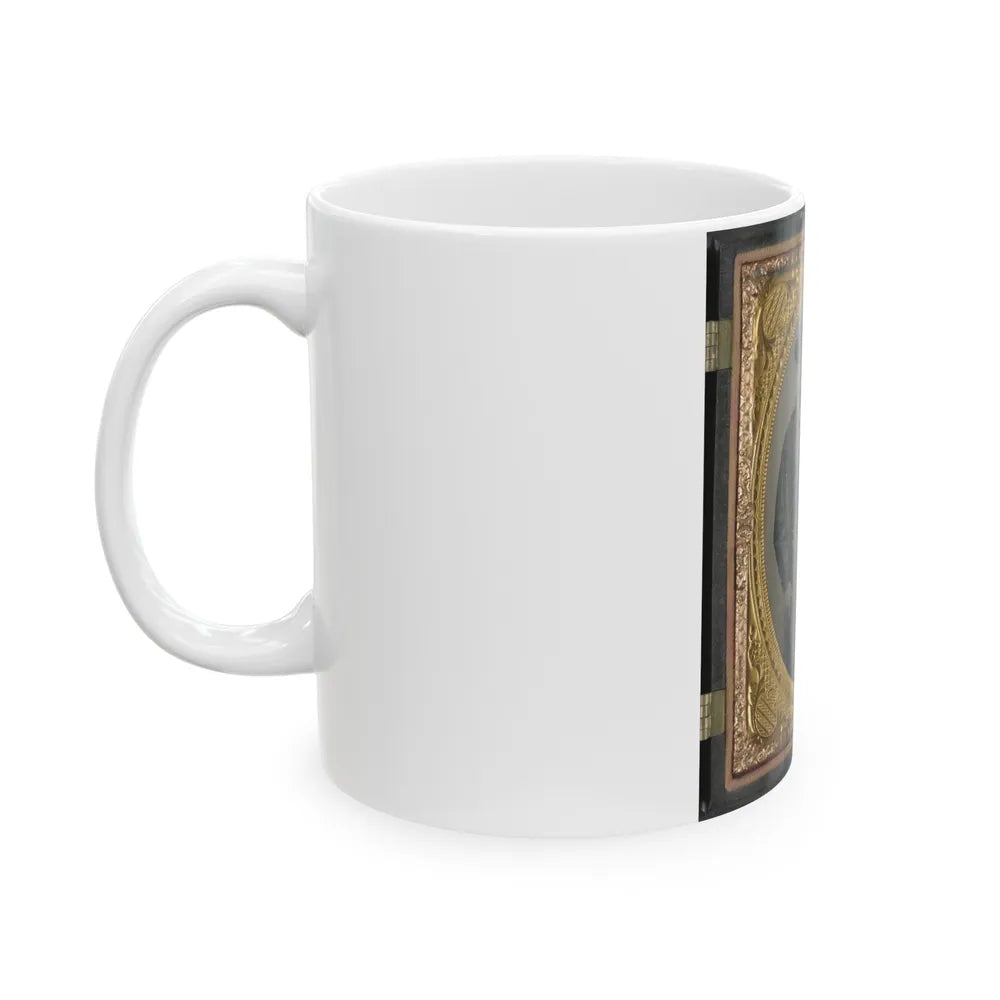 Two Unidentified Soldiers In Mississippi Battle Shirts With Double Barrel Shotguns, Knives, And Powder Horns (U.S. Civil War) White Coffee Mug-Go Mug Yourself