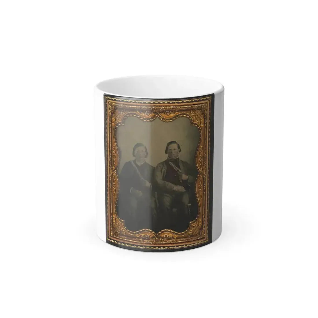 Two Unidentified Soldiers in Non-Regulation Confederate Uniforms With Single Shot Pistol and Colt Army Model 1860 Revolver (U.S. Civil War) Color Changing Coffee Mug 11oz Default Title 11oz - Go Mug Yourself