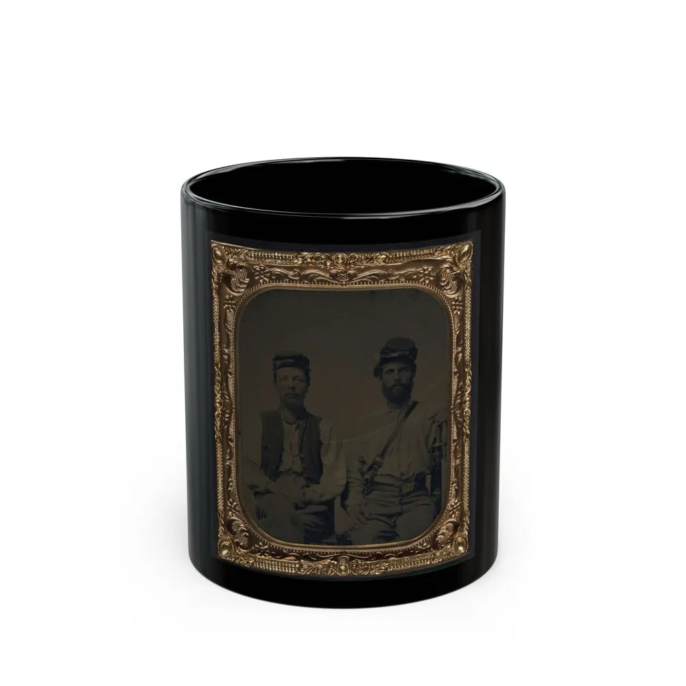 Two Unidentified Soldiers In Union Forage Caps With Haversack (U.S. Civil War) Black Coffee Mug-11oz-Go Mug Yourself