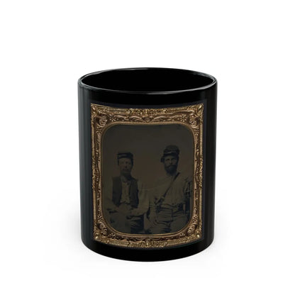 Two Unidentified Soldiers In Union Forage Caps With Haversack (U.S. Civil War) Black Coffee Mug-11oz-Go Mug Yourself