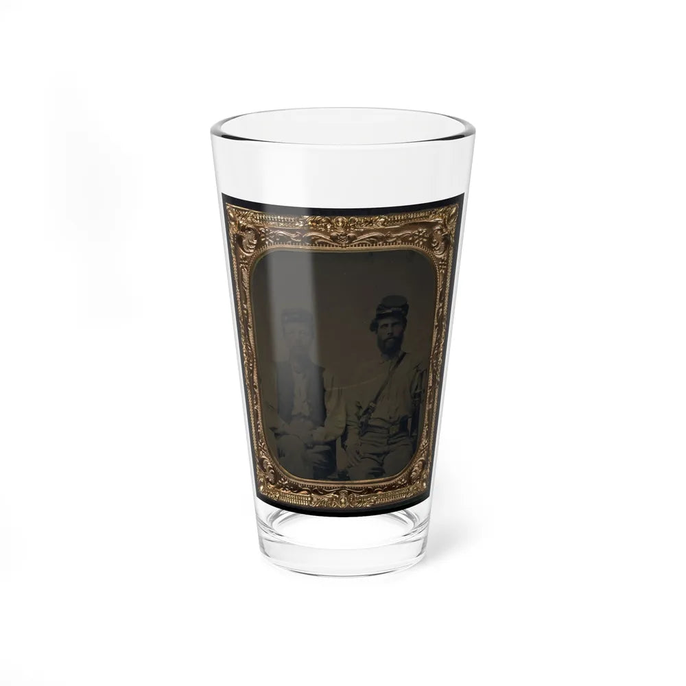 Two Unidentified Soldiers In Union Forage Caps With Haversack (U.S. Civil War) Pint Glass 16oz-16oz-Go Mug Yourself