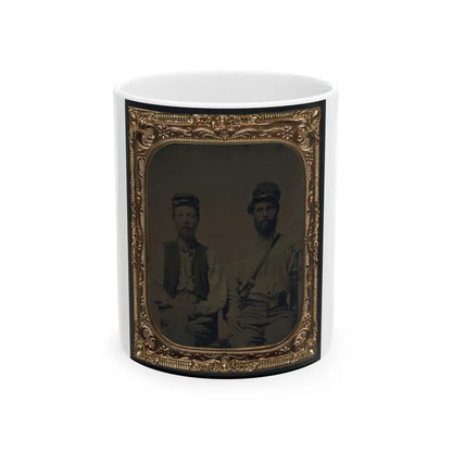 Two Unidentified Soldiers In Union Forage Caps With Haversack (U.S. Civil War) White Coffee Mug-11oz-Go Mug Yourself