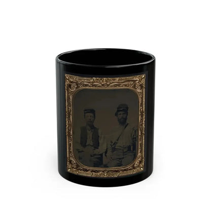 Two Unidentified Soldiers In Union Forage Caps With Haversack (U.S. Civil War) Black Coffee Mug 11oz - Go Mug Yourself