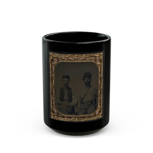 Two Unidentified Soldiers In Union Forage Caps With Haversack (U.S. Civil War) Black Coffee Mug 15oz - Go Mug Yourself