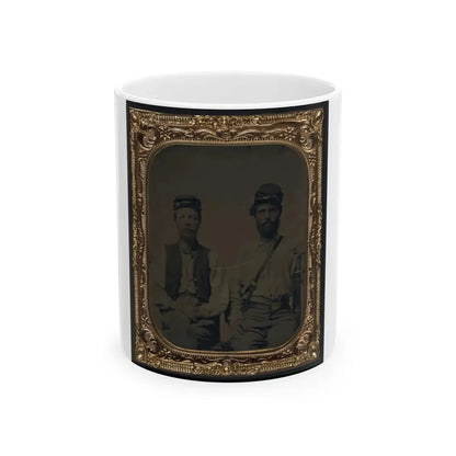 Two Unidentified Soldiers In Union Forage Caps With Haversack (U.S. Civil War) White Coffee Mug 11oz - Go Mug Yourself