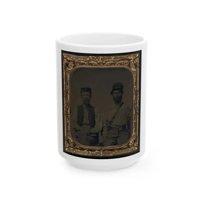 Two Unidentified Soldiers In Union Forage Caps With Haversack (U.S. Civil War) White Coffee Mug 15oz - Go Mug Yourself