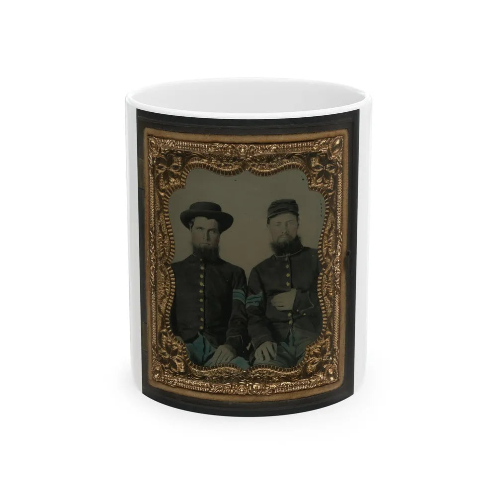 Two Unidentified Soldiers In Union Sergeants' Uniforms (U.S. Civil War) White Coffee Mug-11oz-Go Mug Yourself