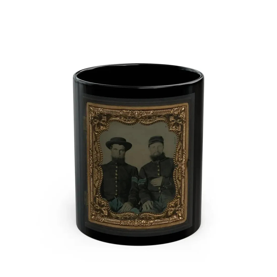 Two Unidentified Soldiers In Union Sergeants' Uniforms (U.S. Civil War) Black Coffee Mug 11oz - Go Mug Yourself