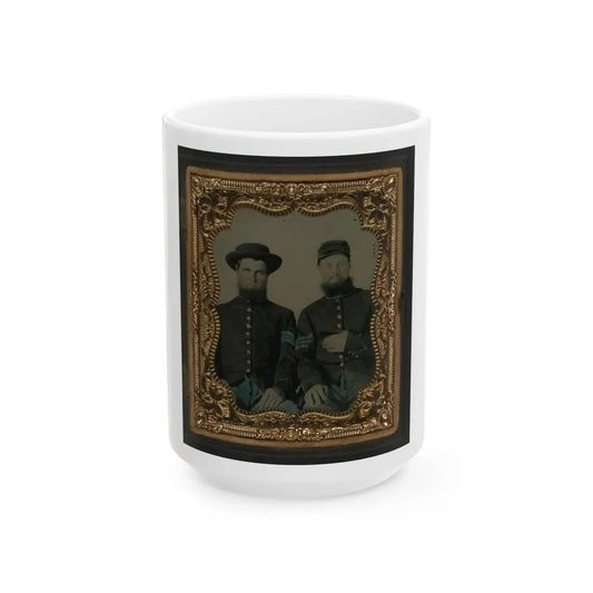 Two Unidentified Soldiers In Union Sergeants' Uniforms (U.S. Civil War) White Coffee Mug 15oz - Go Mug Yourself