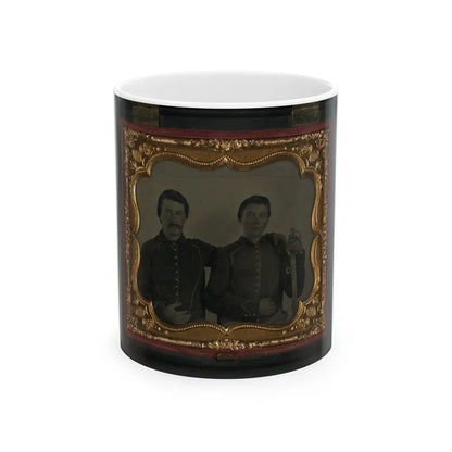 Two Unidentified Soldiers In Union Shell Jackets, Young Soldier At Right With A Cavalry Saber (U.S. Civil War) White Coffee Mug-11oz-Go Mug Yourself