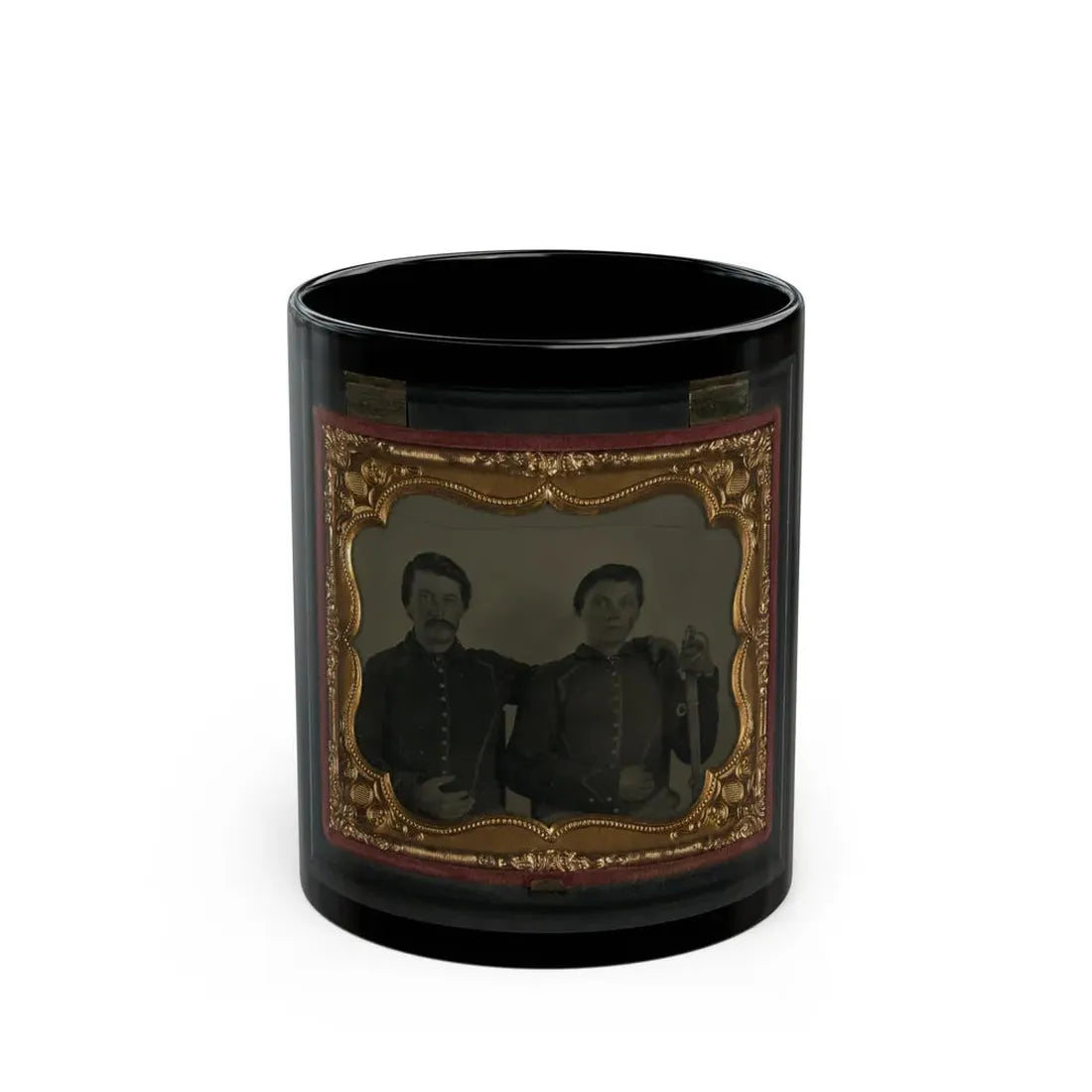 Two Unidentified Soldiers In Union Shell Jackets, Young Soldier At Right With A Cavalry Saber (U.S. Civil War) Black Coffee Mug 11oz - Go Mug Yourself