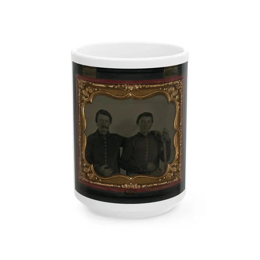 Two Unidentified Soldiers In Union Shell Jackets, Young Soldier At Right With A Cavalry Saber (U.S. Civil War) White Coffee Mug 15oz - Go Mug Yourself