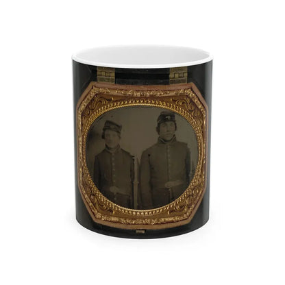 Two Unidentified Soldiers In Union Uniforms And Forage Caps With Bayoneted Muskets (U.S. Civil War) White Coffee Mug 11oz - Go Mug Yourself