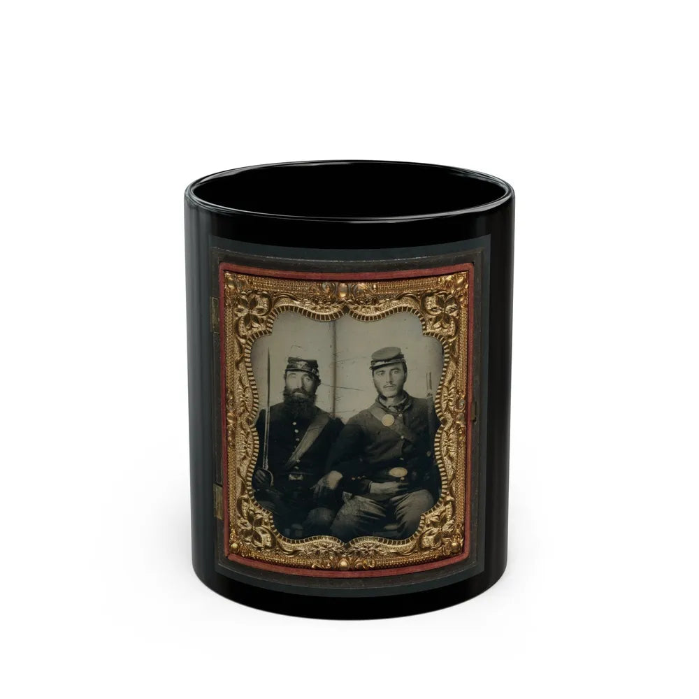 Two Unidentified Soldiers In Union Uniforms And Forage Caps With Saber And Musket (U.S. Civil War) Black Coffee Mug-11oz-Go Mug Yourself