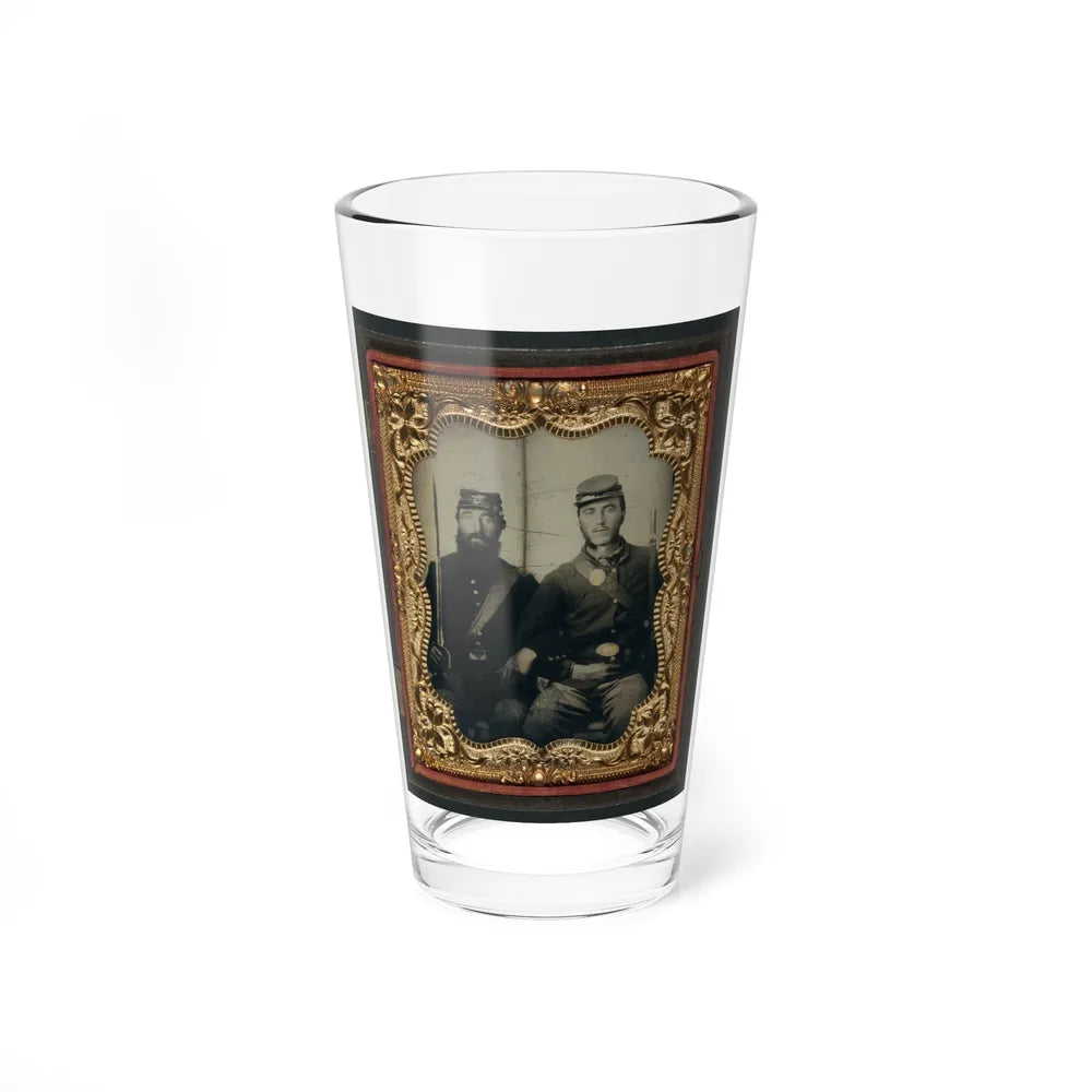 Two Unidentified Soldiers In Union Uniforms And Forage Caps With Saber And Musket (U.S. Civil War) Pint Glass 16oz-16oz-Go Mug Yourself