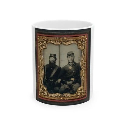 Two Unidentified Soldiers In Union Uniforms And Forage Caps With Saber And Musket (U.S. Civil War) White Coffee Mug-11oz-Go Mug Yourself