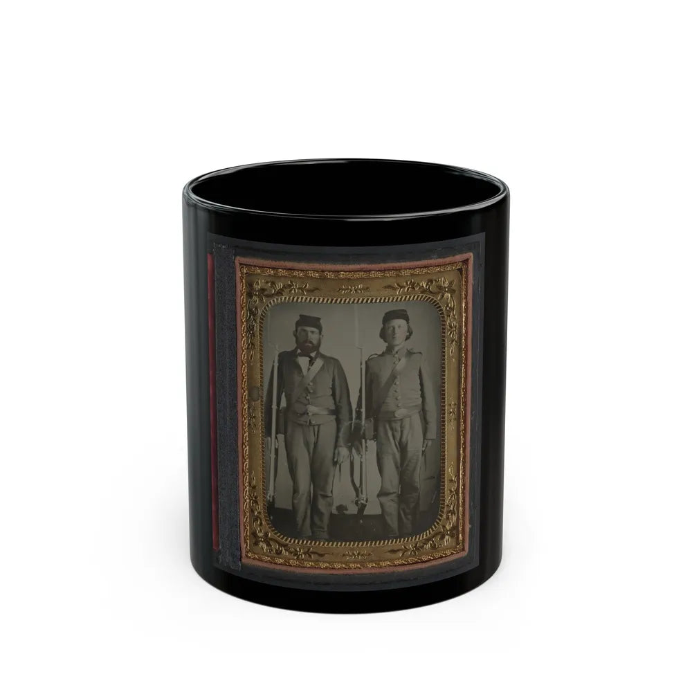 Two Unidentified Soldiers In Union Uniforms And Ohio Volunteer Belt Buckles With Bayoneted Muskets (U.S. Civil War) Black Coffee Mug-11oz-Go Mug Yourself