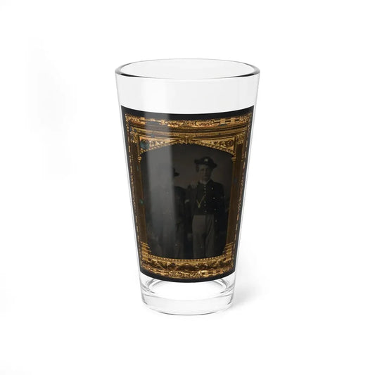 Two Unidentified Soldiers In Union Uniforms And Slouch Hats In Front Of Painted Backdrop (U.S. Civil War) Pint Glass 16oz 16oz - Go Mug Yourself