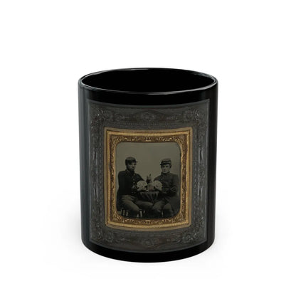 Two Unidentified Soldiers In Union Uniforms Drinking Whiskey And Playing Cards (U.S. Civil War) Black Coffee Mug-11oz-Go Mug Yourself