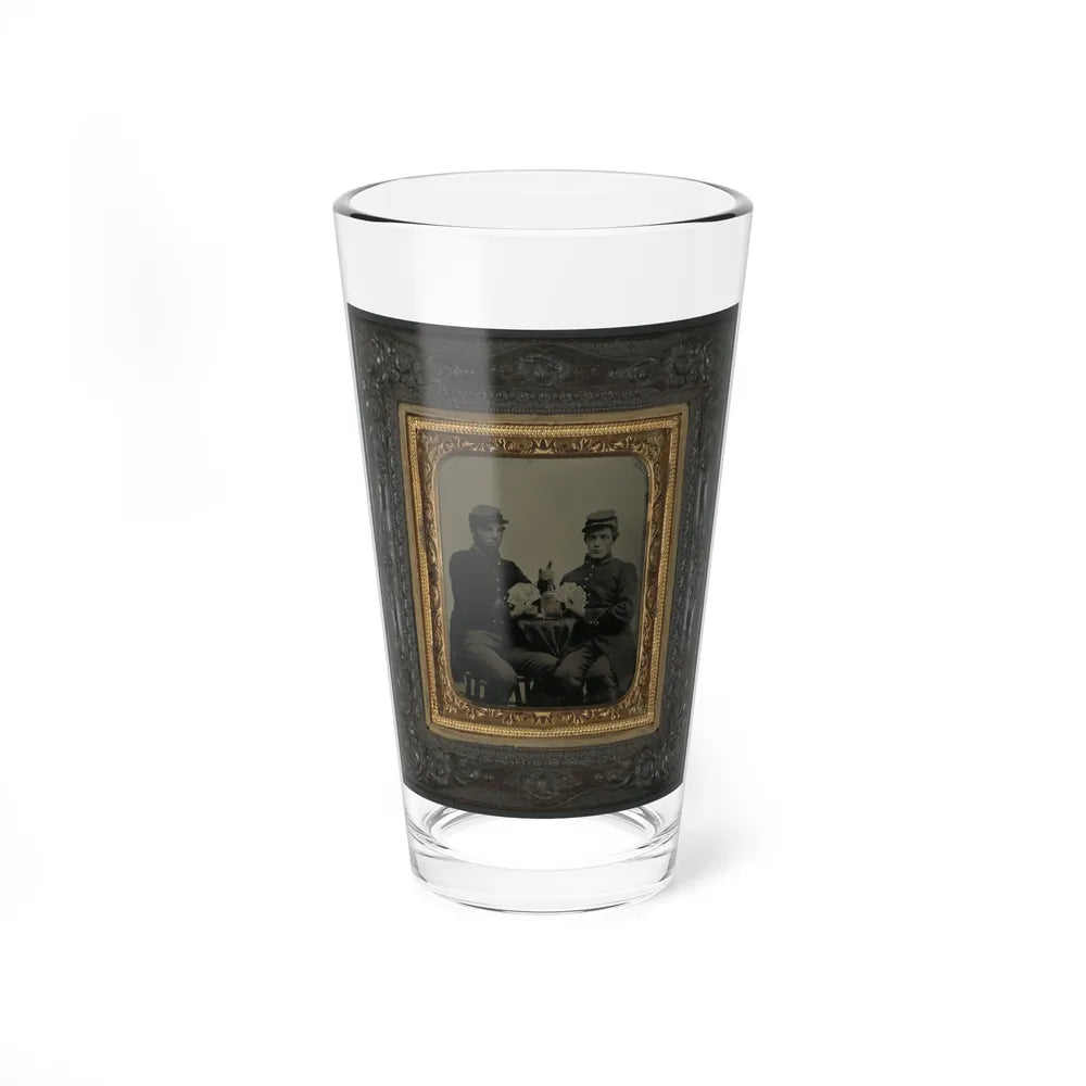 Two Unidentified Soldiers In Union Uniforms Drinking Whiskey And Playing Cards (U.S. Civil War) Pint Glass 16oz-16oz-Go Mug Yourself