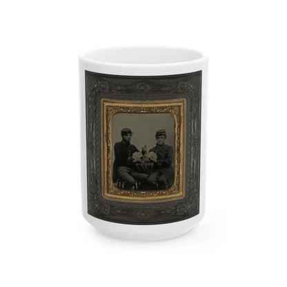 Two Unidentified Soldiers In Union Uniforms Drinking Whiskey And Playing Cards (U.S. Civil War) White Coffee Mug-15oz-Go Mug Yourself