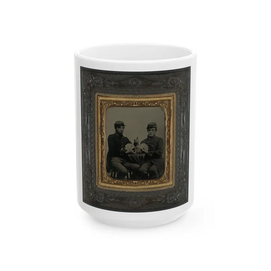 Two Unidentified Soldiers In Union Uniforms Drinking Whiskey And Playing Cards (U.S. Civil War) White Coffee Mug-15oz-Go Mug Yourself