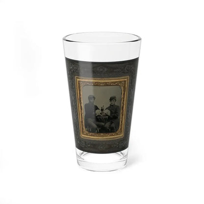 Two Unidentified Soldiers In Union Uniforms Drinking Whiskey And Playing Cards (U.S. Civil War) Pint Glass 16oz 16oz - Go Mug Yourself