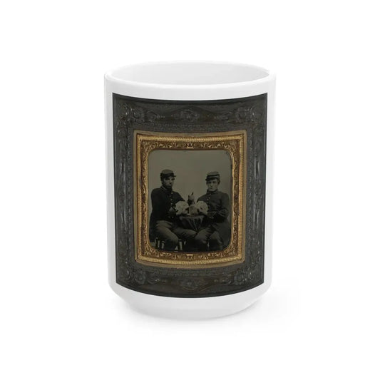 Two Unidentified Soldiers In Union Uniforms Drinking Whiskey And Playing Cards (U.S. Civil War) White Coffee Mug 15oz - Go Mug Yourself