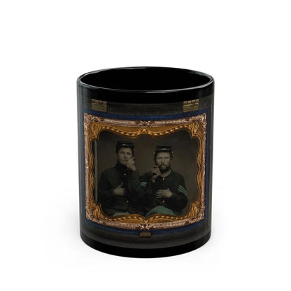 Two Unidentified Soldiers In Union Uniforms Holding Cigars In Each Others' Mouths (U.S. Civil War) Black Coffee Mug-11oz-Go Mug Yourself