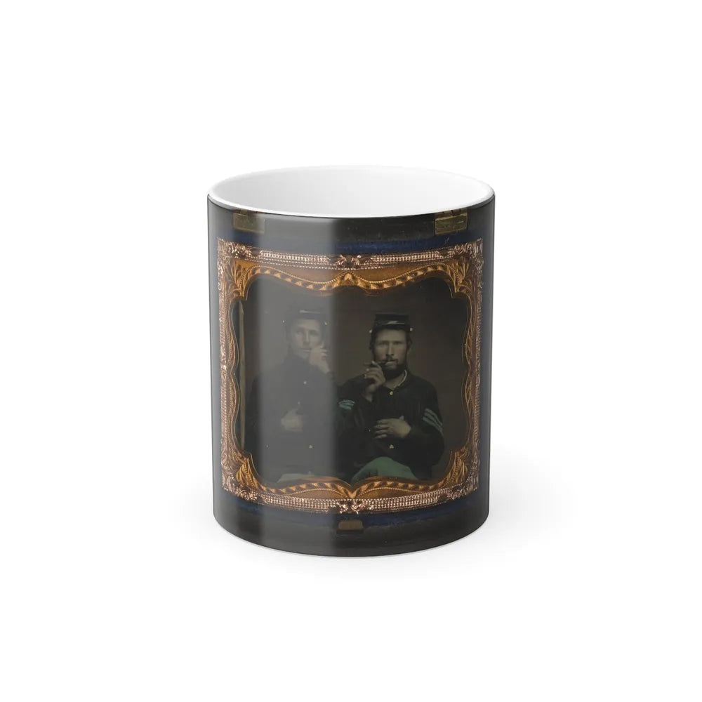 Two Unidentified Soldiers in Union Uniforms Holding Cigars in Each Others' Mouths (U.S. Civil War) Color Changing Coffee Mug 11oz-11oz-Go Mug Yourself