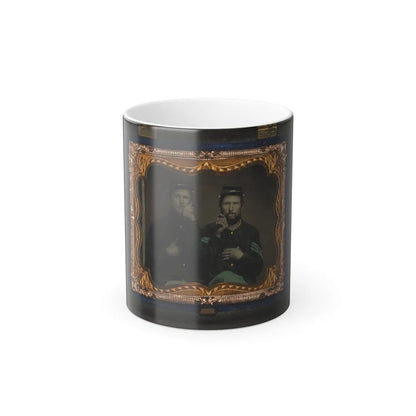 Two Unidentified Soldiers in Union Uniforms Holding Cigars in Each Others' Mouths (U.S. Civil War) Color Changing Coffee Mug 11oz-11oz-Go Mug Yourself
