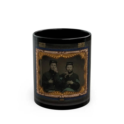Two Unidentified Soldiers In Union Uniforms Holding Cigars In Each Others' Mouths (U.S. Civil War) Black Coffee Mug 11oz - Go Mug Yourself